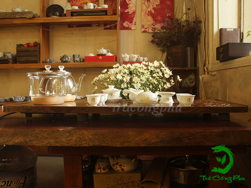 Combo bàn trà gỗ trúc đoạn - SENBAC387